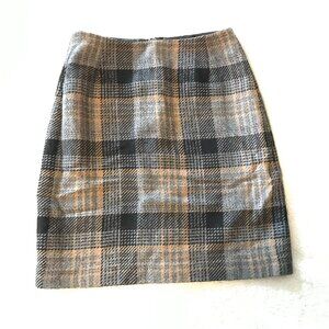 Eddie Bauer plaid brown pencil skirt size 2 _ drs012